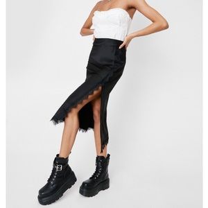 Nasty gal long lace and high waisted midi skirt
